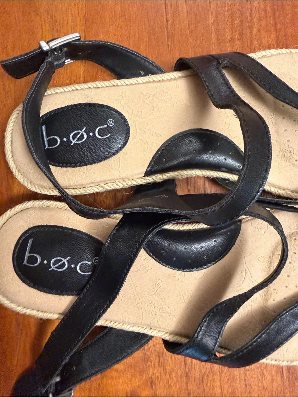 boc Black Strappy Toe-Ring Sandals with Ankle Buckle